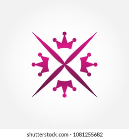 Crown Purple Logo Design With Simple Style and Cross Ornament