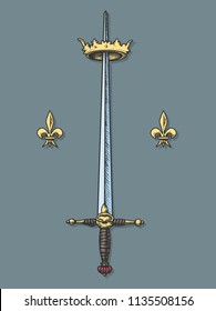 The crown is put on the sword.