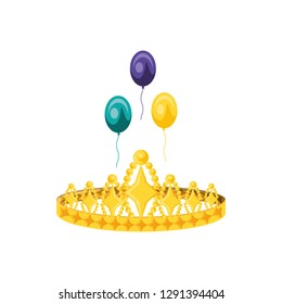crown queen with balloons helium