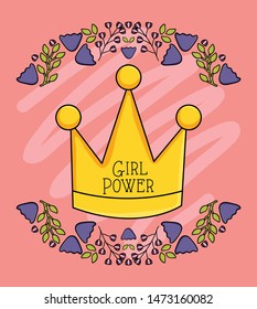 crown queen with floral wreath pop art style