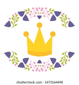 crown queen with floral wreath pop art style