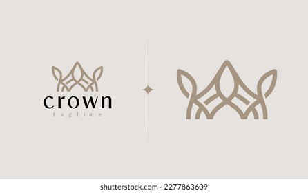 Logo de Crown Queen King. Símbolo universal creativo premium. Plantilla de logotipo del icono de signo del vector. Ilustración del vector