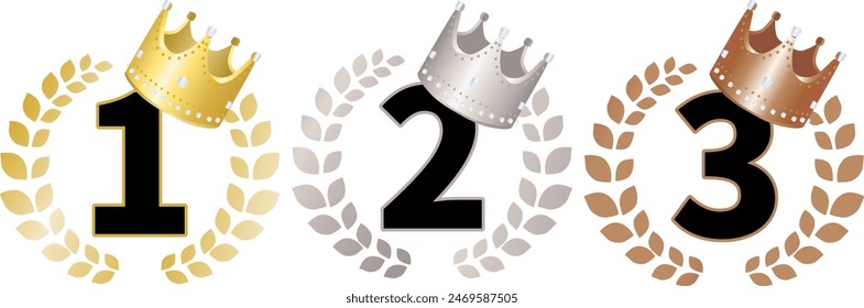Crown ranking icon vector set