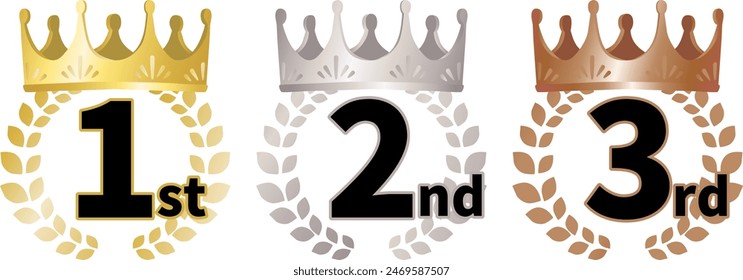 Crown ranking icon vector set