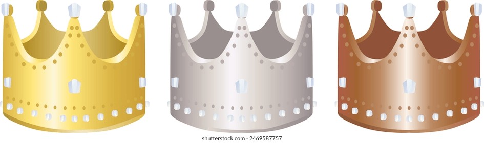 Crown ranking icon vector set