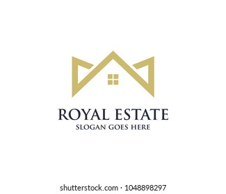 Crown, Real Estate Logo Vector Design