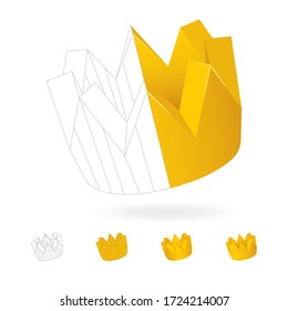 Crown. Realistic and drawing isometric crowns union. Concept metaphor of consciousness. Part of set.