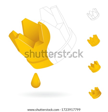 Crown. Realistic and drawing isometric crowns union. Concept metaphor of consciousness. Part of set.