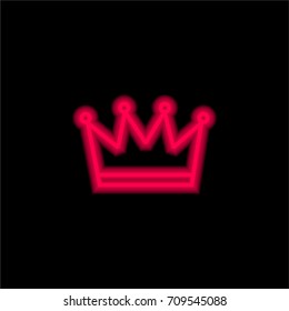 Crown red glowing neon ui ux icon. Glowing sign logo vector