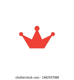 Crown Red Icon On White Background. Red Flat Style Vector Illustration.