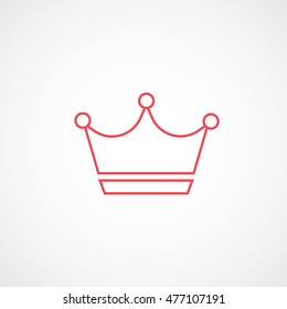 Crown Red Line Icon On White Background