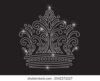 Crown rhinestone for apparel, accessories, digital art, t-shirts, hoodies, jackets, tote bags, caps, phone cases, heat transfer or rhinestone applications on fabrics, DIY Projects, and hot flix.