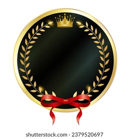 crown ribbon gold laurel icon