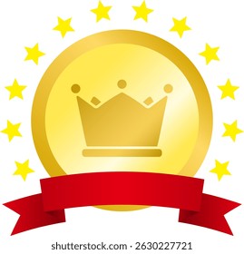 Crown Ribbon Medal Isolated Vector Illustration