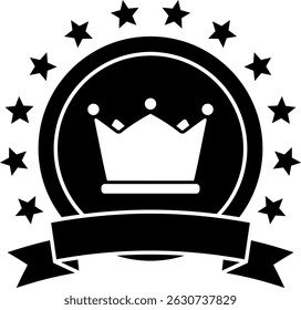 Crown Ribbon Medal Isolated Vector Illustration