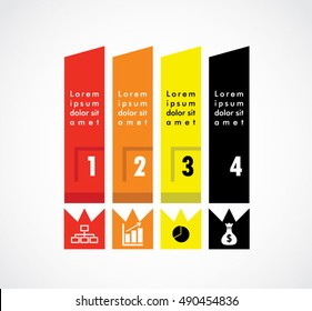 Crown ribbon set banner infographics elements for business template diagram.