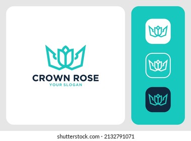 crown rose modern logo design inspiration