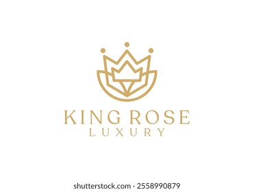 crown with rose simple creative logo design vector