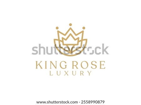 crown with rose simple creative logo design vector