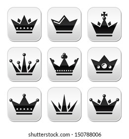 Crown, royal family buttons set