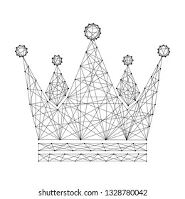 Crown Royal Imperial icon schematic from abstract futuristic polygonal black lines and dots. Vector illustration.