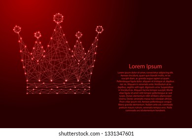 Crown Royal Imperial icon schematic from futuristic polygonal red lines and glowing stars for banner, poster, greeting card. Vector illustration.