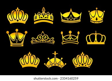 Crown royal king vector logo design abstract emblem premium gold illustration isolated