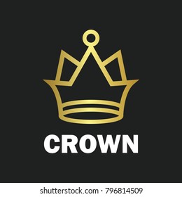 Crown royal king vector logo design abstract emblem premium gold illustration isolated
