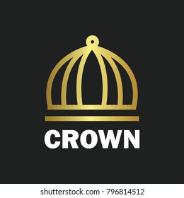 Crown royal king vector logo design abstract emblem premium gold illustration isolated