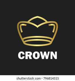 Crown royal king vector logo design abstract emblem premium gold illustration isolated