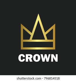 Crown royal king vector logo design abstract emblem premium gold illustration isolated