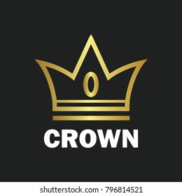 Crown royal king vector logo design abstract emblem premium gold illustration isolated