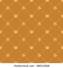 Crown royal lily heraldic seamless pattern