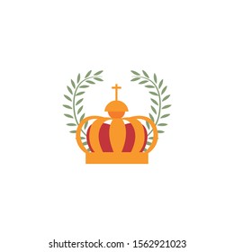 crown royalty emblem antique medieval flat design vector illustration