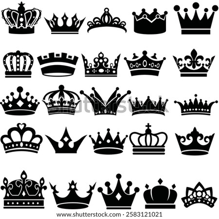 Crown Royalty Icon Set Bundle