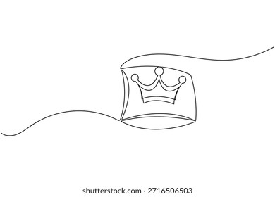 Crown and scroll banner illustration in a one line art style on white background