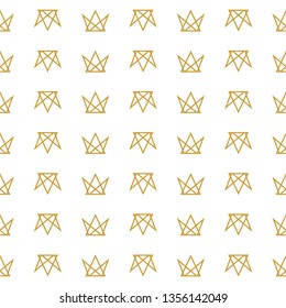 Crown seamless pattern. Hand drawing texture, abstract, vintage design for t-shirt and fashion, textile, gold, white.