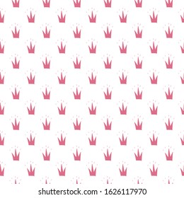 Crown Seamless Pattern, hand drawn royal doodles background, Vector Illustration.
