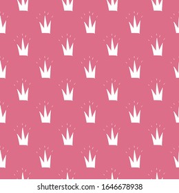 Crown Seamless Pattern, hand drawn royal doodles background, Vector Illustration.