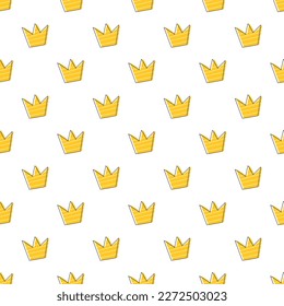 Crown seamless pattern. Hand drawn princess pattern, vector background