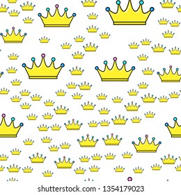 Patrón sin fisuras de la corona sobre fondo blanco. Diseño de impresión de papel. Ilustración de vector retro abstracta. Tejidos, tejidos, envolturas a la moda. Decoración moderna del espacio.