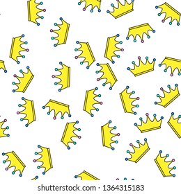 Crown seamless pattern on white background. Paper print design. Abstract retro vector illustration. Trendy textile, fabric, wrapping. Modern space decoration.