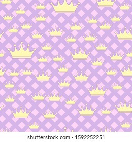 Kronennahtloses Muster auf weißem Hintergrund. Papierdruckdesign. Abstrakte Retro-Vektorgrafik. Trendfarbene Textilien, Gewebe, Umhüllung. Moderne Raumgestaltung.