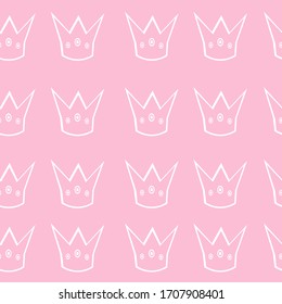 crown seamless vector pattern on pink background.
textile or paper.