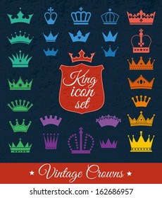 Crown set . Flat design