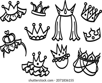 Crown Set Handdrawn on white background