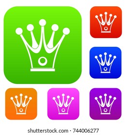 Crown set icon color in flat style isolated on white. Collection sings vector illustration