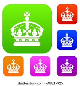 Crown set icon in different colors isolated vector illustration. Premium collection
