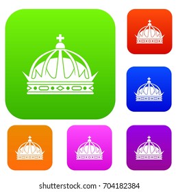 Crown set icon in different colors isolated vector illustration. Premium collection