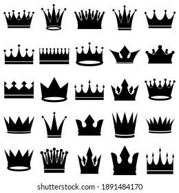 Crown set icon, logo isolated on white background